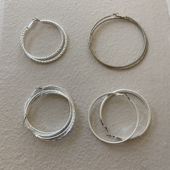 Set of 4 Large Hoop Earrings - Picture 3 of 8